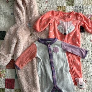 Carter’s 0-3 month girl’s winter bundle with sleeper and bunting